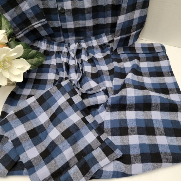 New Noble Mount Mens Cotton Woven Flannel Gingham Check Pajama Sleepwear Set M - Picture 7 of 9